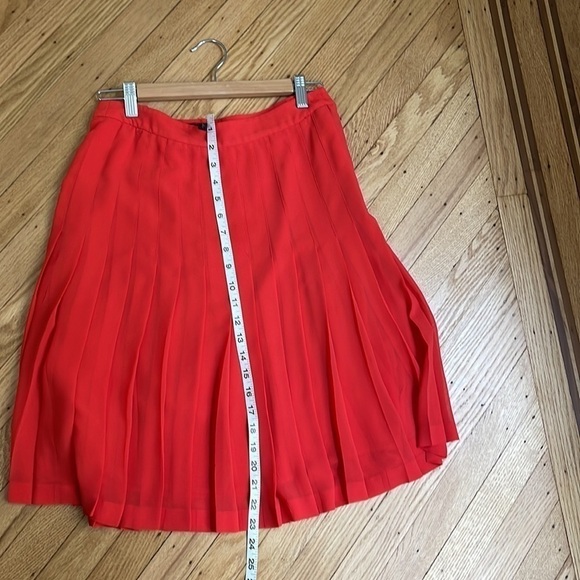 BCBG MAX AZRIA BRIGHT POPPY BONITA PLEATED MIDI CHIFFON SKIRT size 0 - Picture 9 of 13